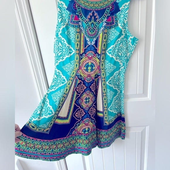 FLYING TOMATO ANTHROPOLOGIE Geometric Fit & Flare Mini Dress Cotton Size Large - Picture 3 of 8